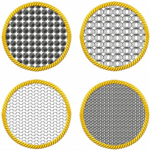 4 ITH-Stickdateien MugRug Untersetzer im Set für 10x10 cm Stickrahmen Set 05